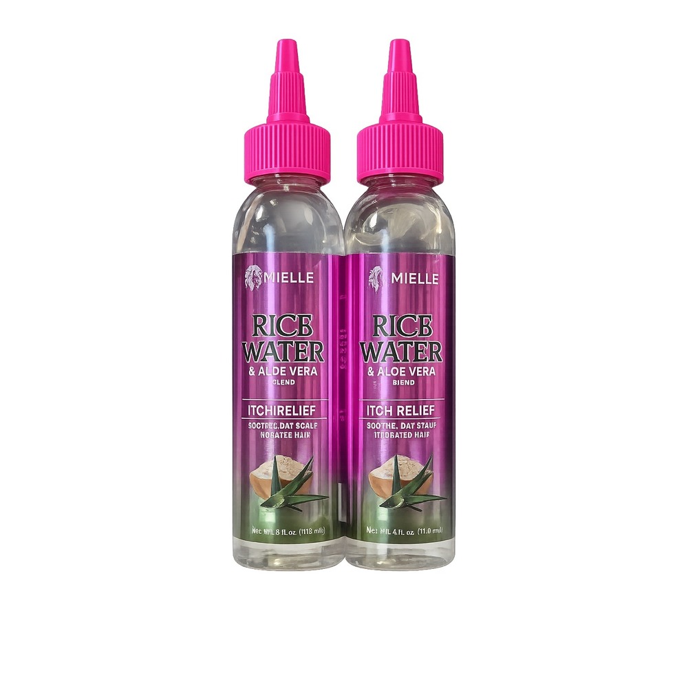 Two Pack Mielle Rice Water & Aloe Vera Itch Relief Scalp Treatment 4oz Bottle